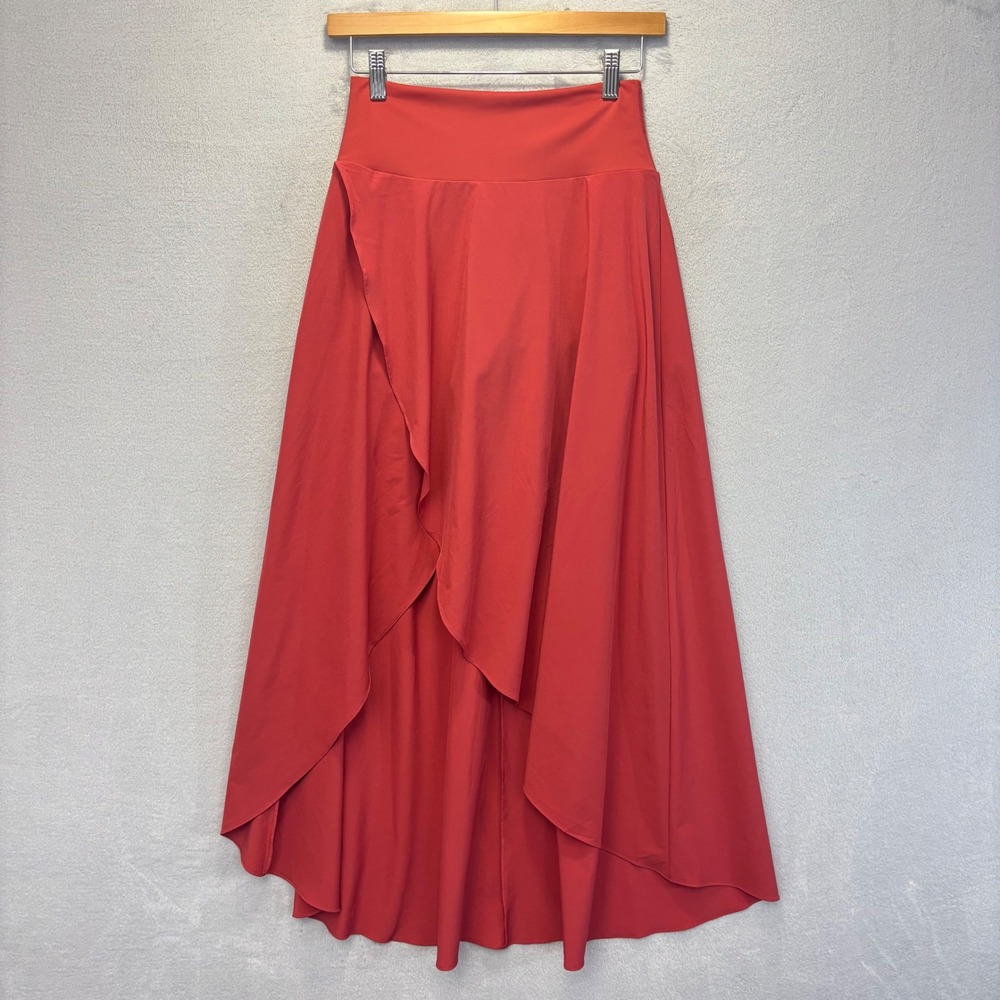 Halara Breezeful High Waisted High Low Ruffle 2-in-1 Maxi Skirt XS Red Skort